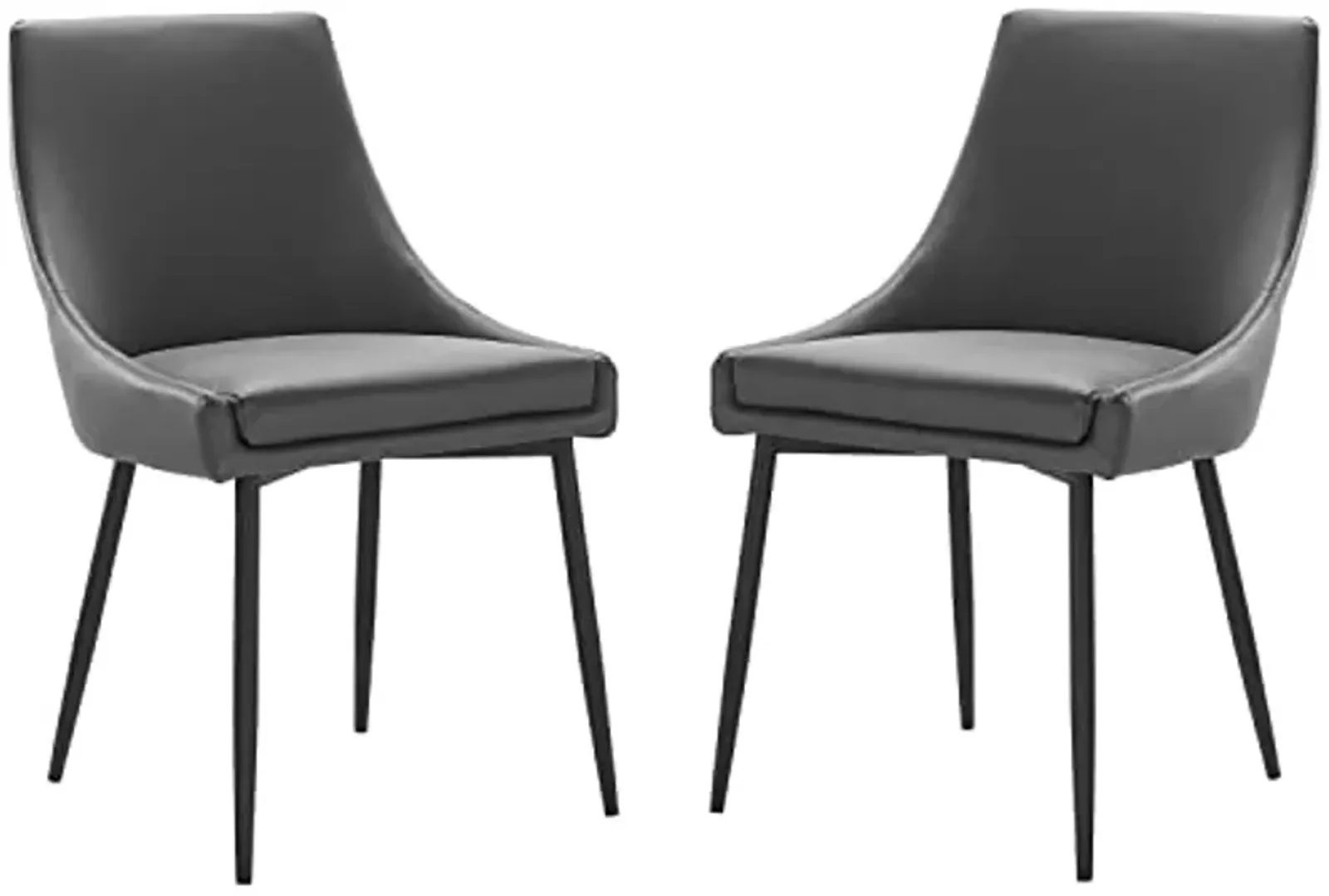 Modway Viscount Vegan Leather Dining Chairs - Set of 2, Black Gray