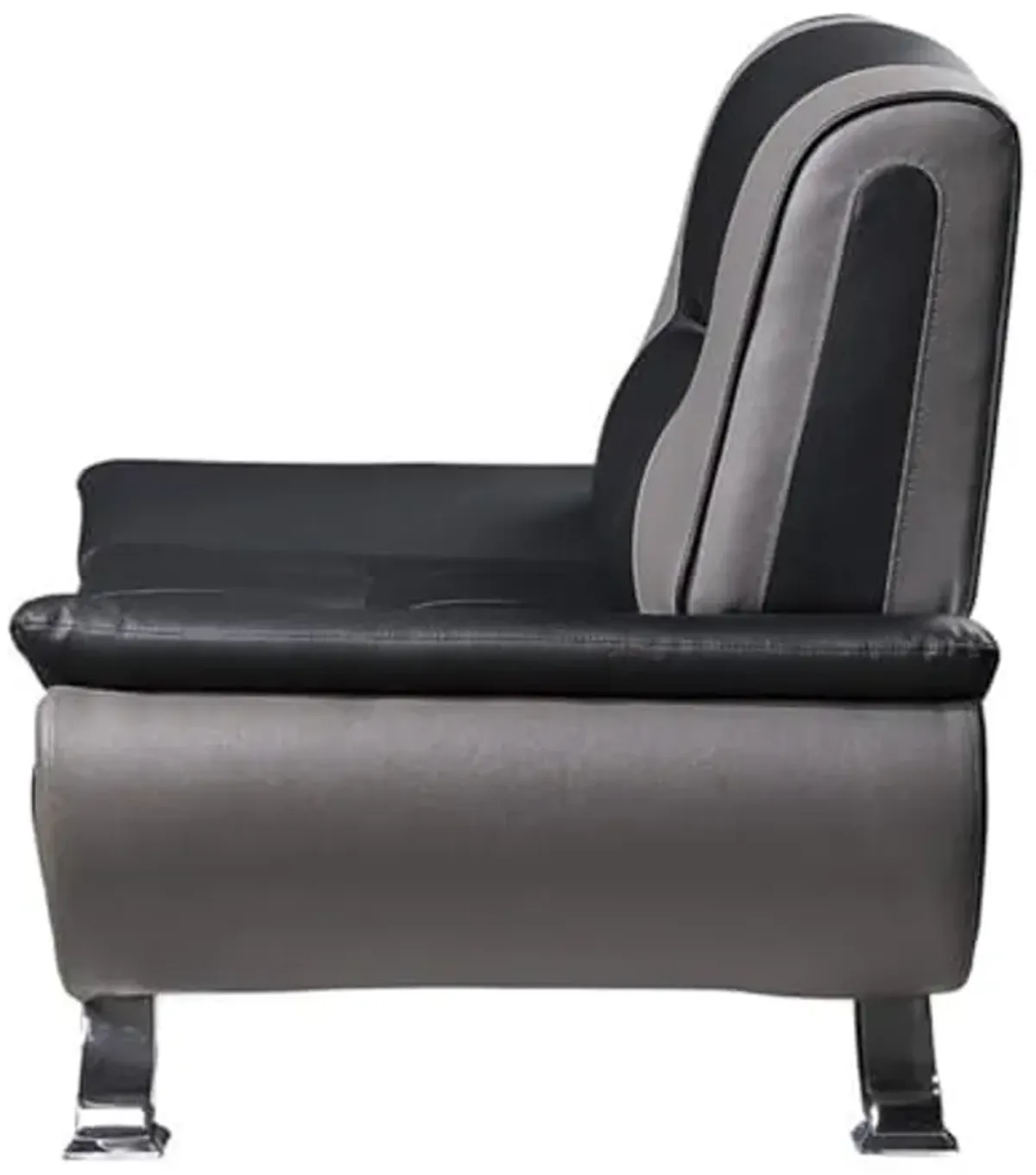 Lexicon Veloce Faux Leather Accent Chair in Black and Gray