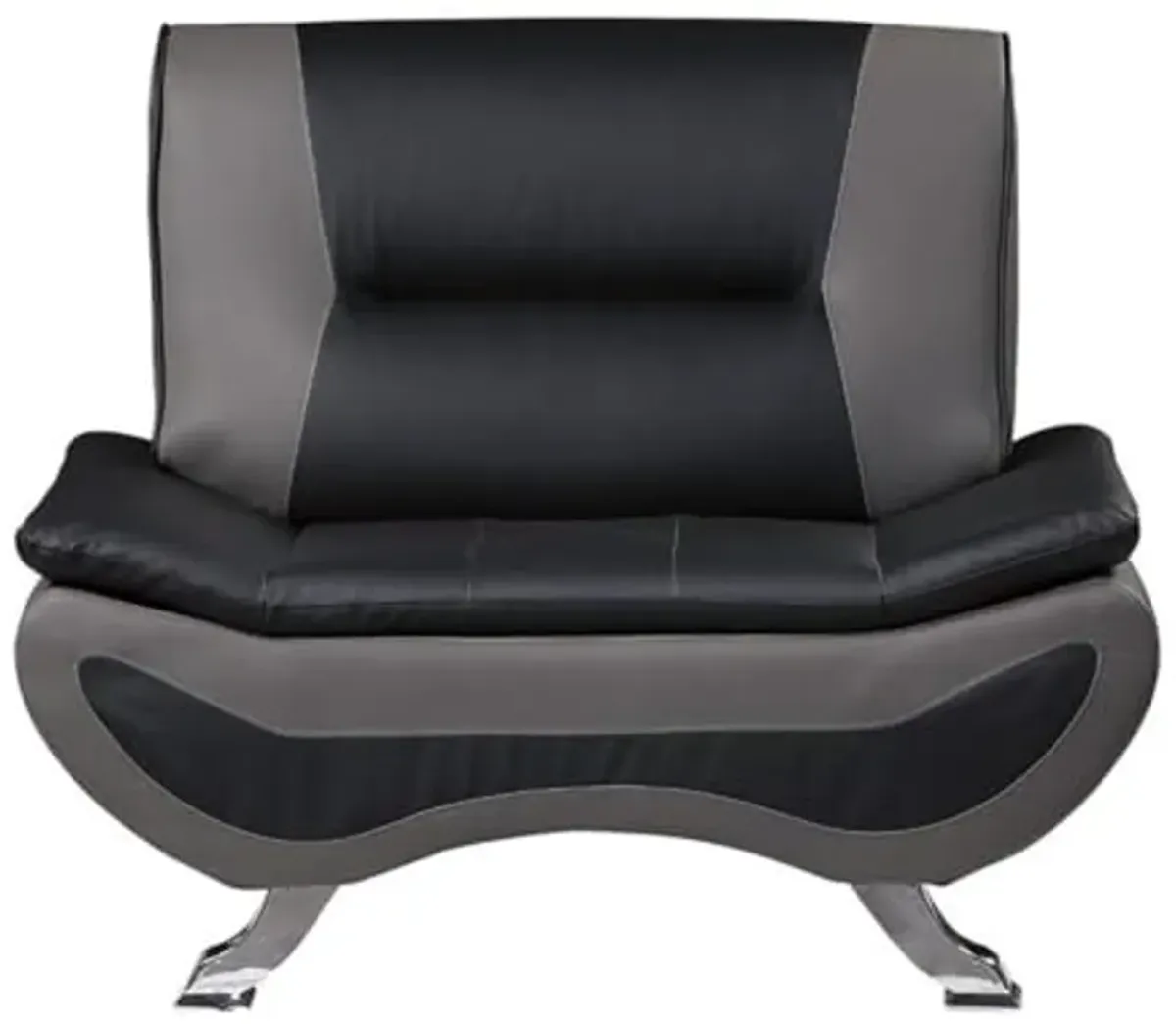 Lexicon Veloce Faux Leather Accent Chair in Black and Gray