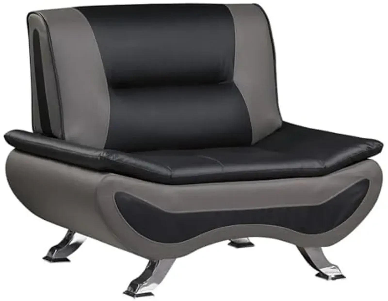 Lexicon Veloce Faux Leather Accent Chair in Black and Gray