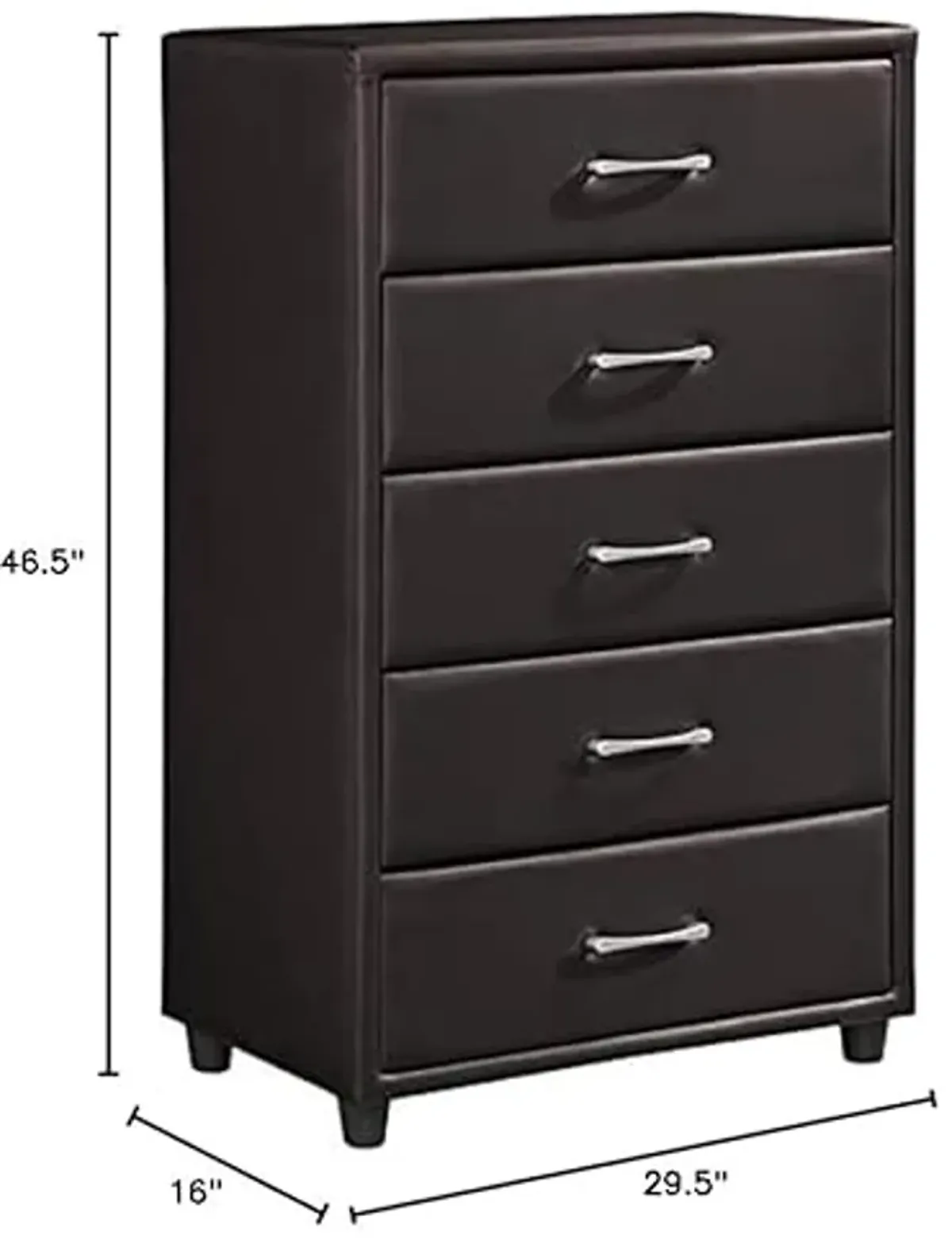 Lexicon Lorenzi 5 Drawers Contemporary Wood and Faux Leather Chest in Dark Brown