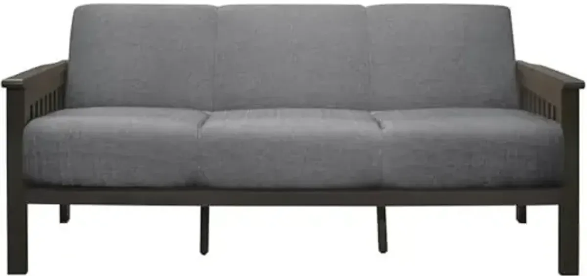 Lexicon Lewiston Mid Century Fabric Upholstered Sofa in Gray and Antique Gray