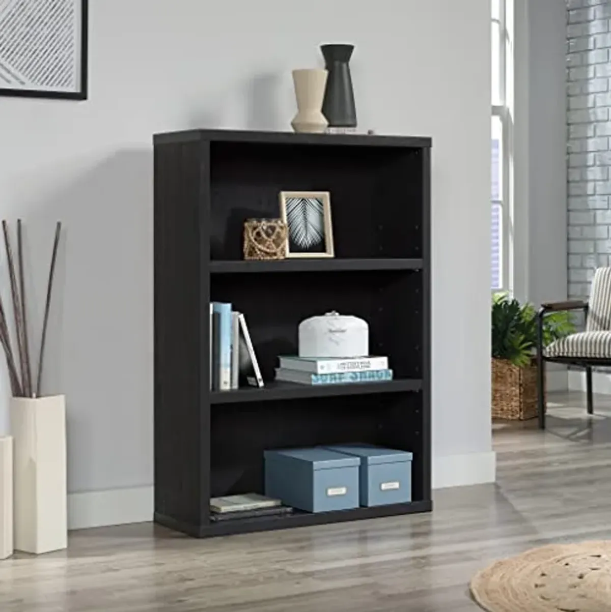 Sauder Miscellaneous Storage 3 Display Bookcase/Book Shelf, L: 30.98" x W: 11.34" x H: 44.13", Raven Oak