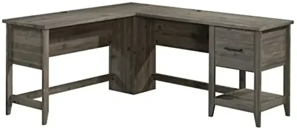 Sauder Summit Station L-Shaped Corner Home Office Desk with Drawer and Open Storage Shelf, in Pebble Pine