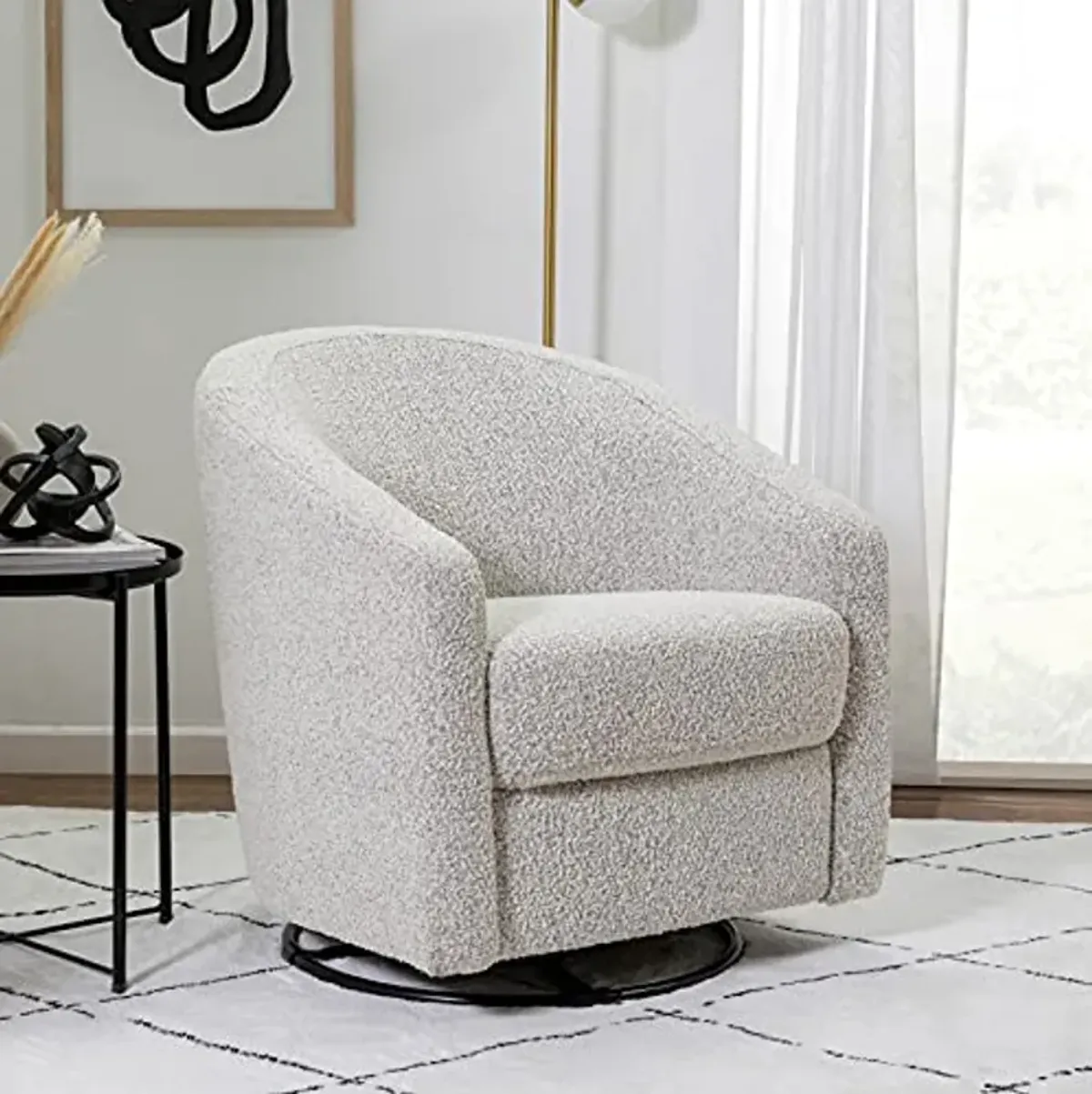 babyletto Madison Swivel Glider in Black White Boucle, Greenguard Gold and CertiPUR-US Certified