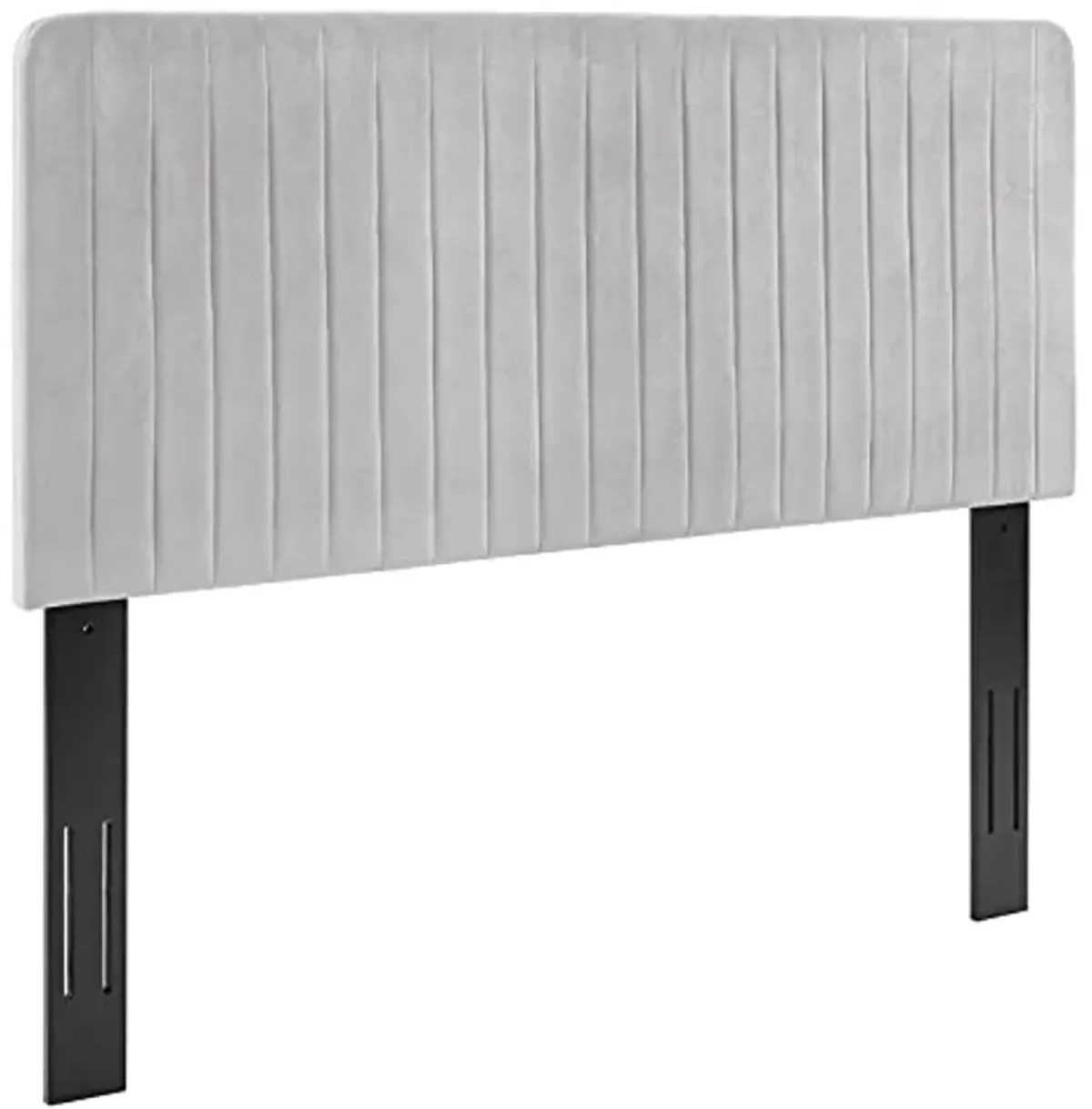 Modway Milenna Channel Tufted Performance Velvet Twin Headboard in Light Gray