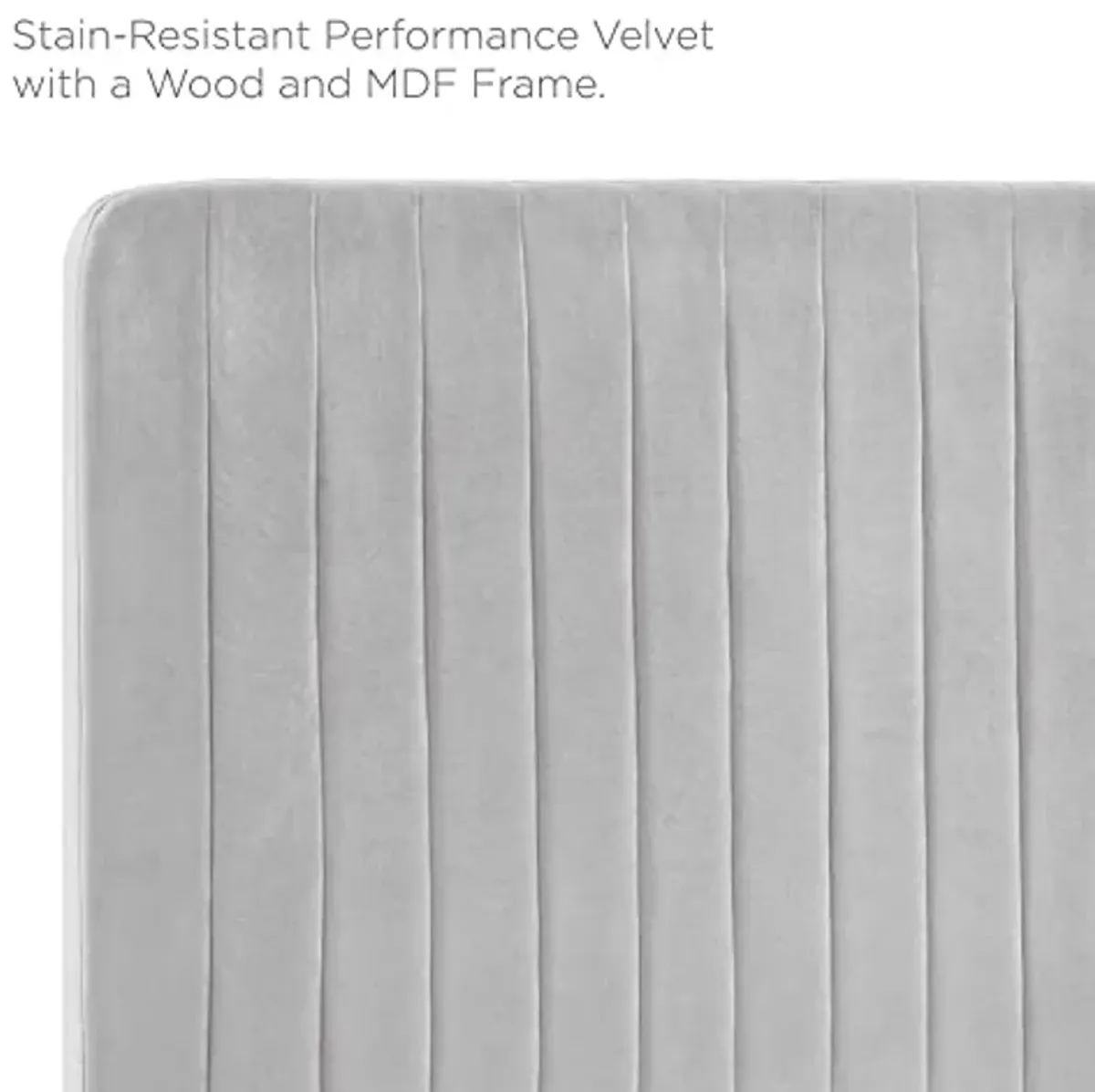 Modway Milenna Channel Tufted Performance Velvet Twin Headboard in Light Gray