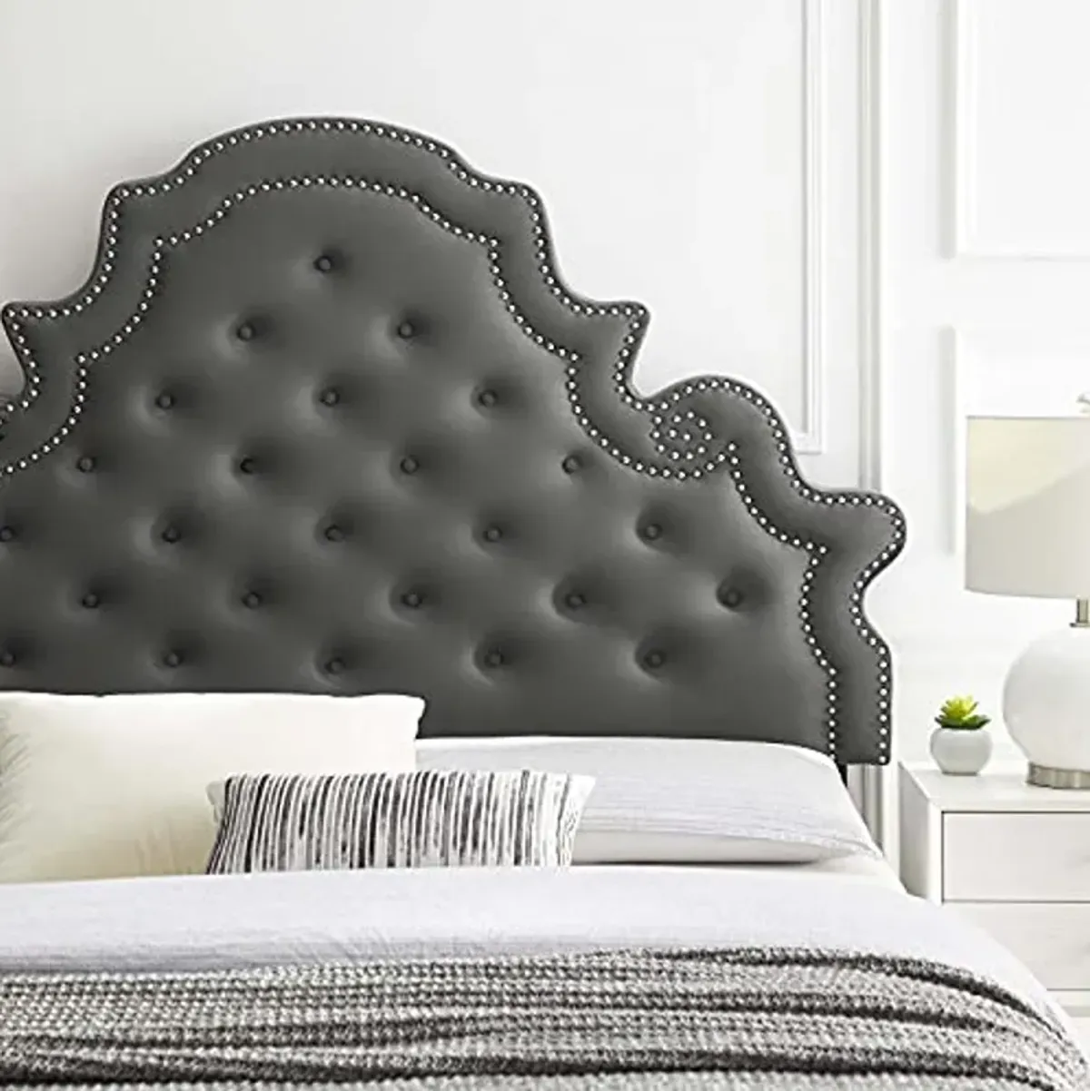 Modway Diana Tufted Performance Velvet Headboard, Twin, Charcoal