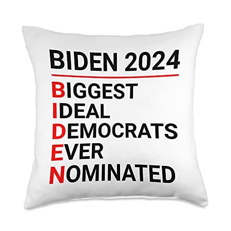 Joe Biden 2024 Biggest Ideal Democrats Ever 2024 Biggest Ideal Democrats Ever Nominated Joe Biden Throw Pillow, 18x18, Multicolor