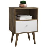 Manhattan Comfort Liberty Nightstand 1.0 in Rustic Brown and White