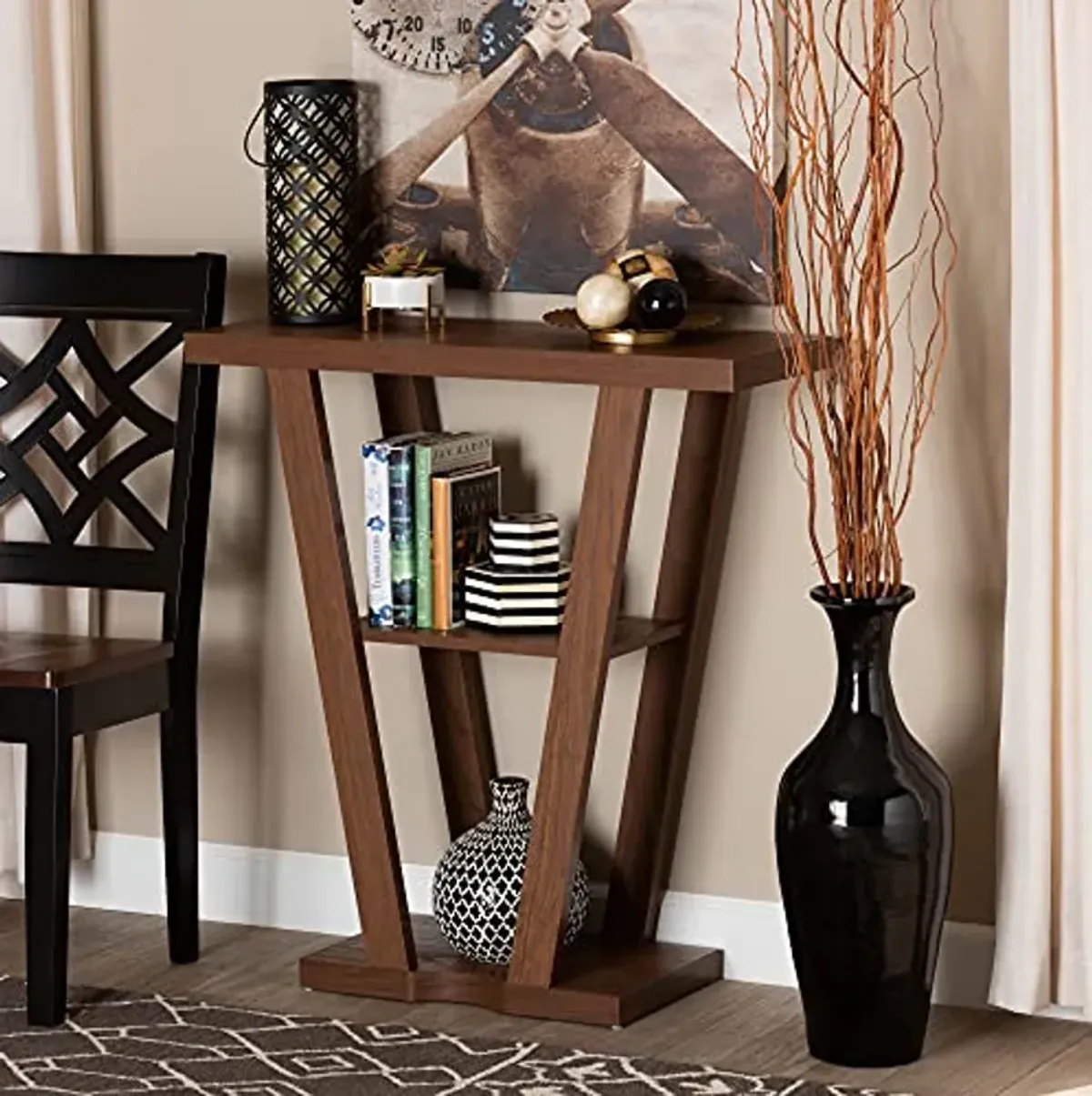 Baxton Studio Boone Console Tables, Walnut Brown