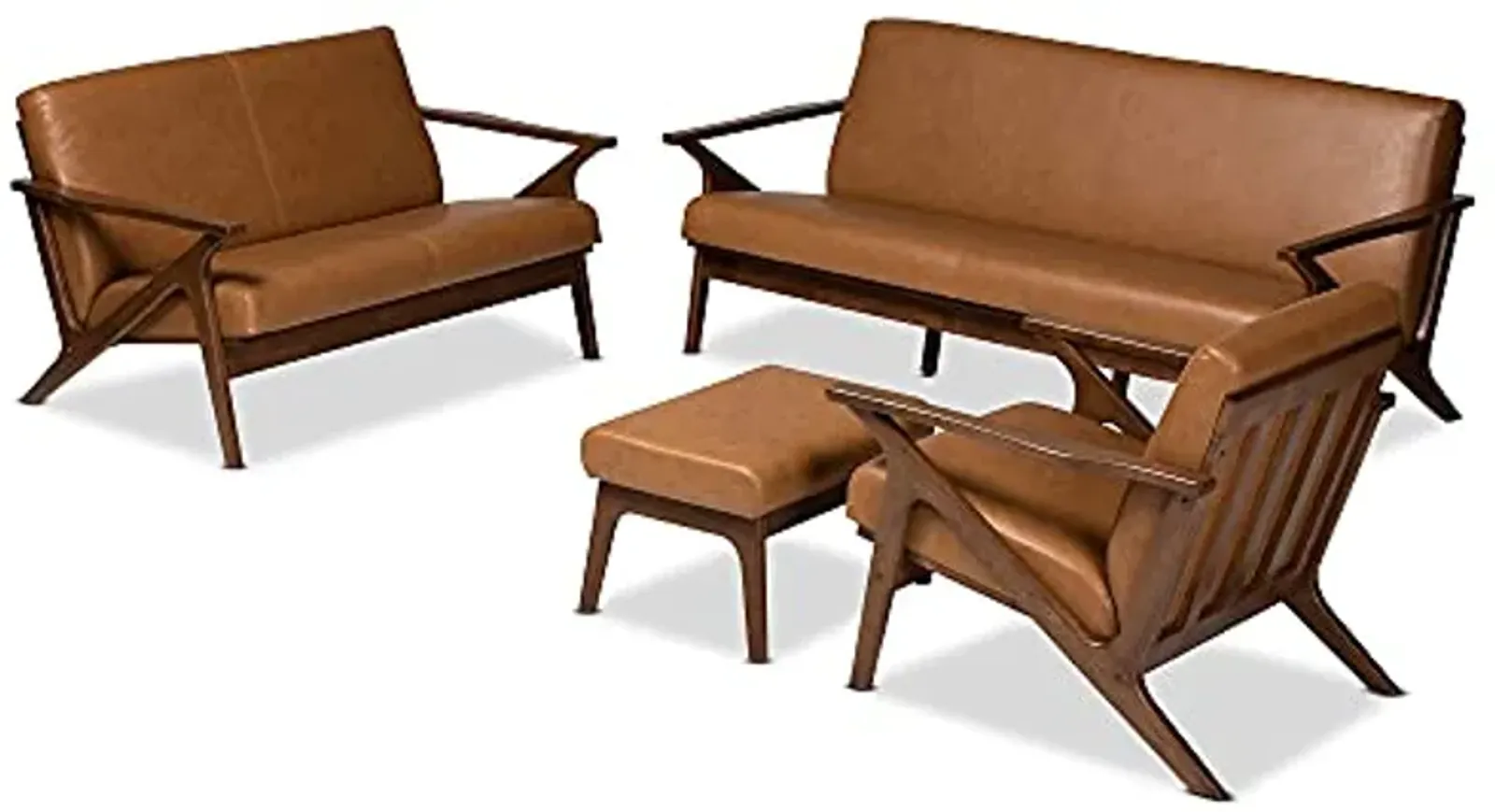 Baxton Studio Bianca Living Room Sets, Tan/Walnut Brown