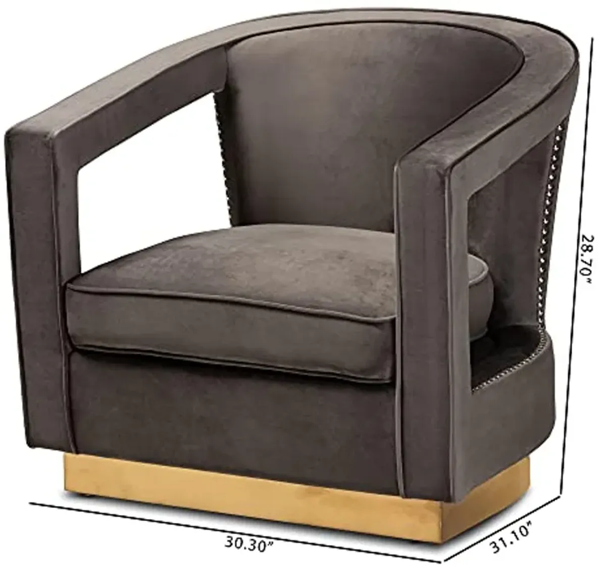 Baxton Studio Neville Chairs, Grey/Gold