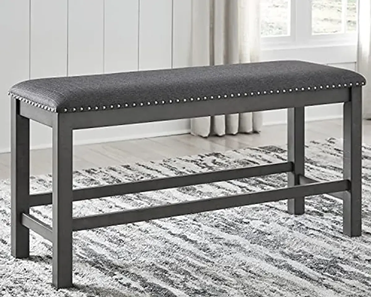 Signature Design by Ashley Myshanna Farmhouse Upholstered 24" Dining Bench, Dark Gray