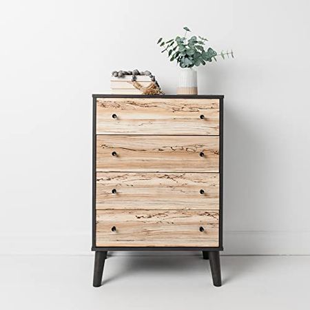 Signature Design by Ashley Piperton Modern Replicated Sugarberry 4 Drawer Chest of Drawers, Black