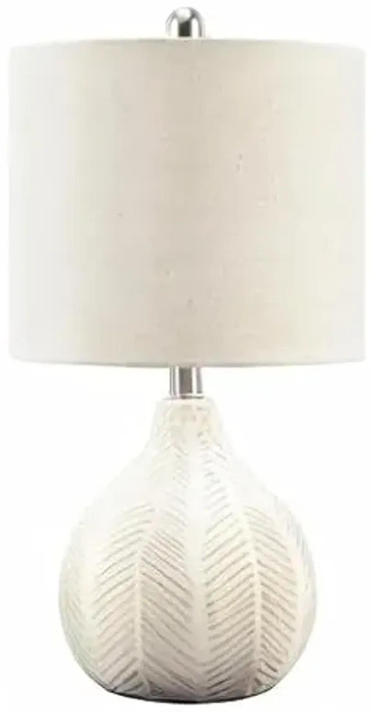 Signature Design by Ashley Rainermen Casual Ceramic Table Lamp, Transparent White Glaze Finish, Drum Hardback Fabric Shade, 11" W x 11" D x 21" H, Off White