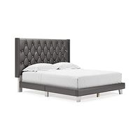 Signature Design by Ashley Vintasso Low Profile Tufted Upholstered Bed Frame, Queen, Metallic Gray