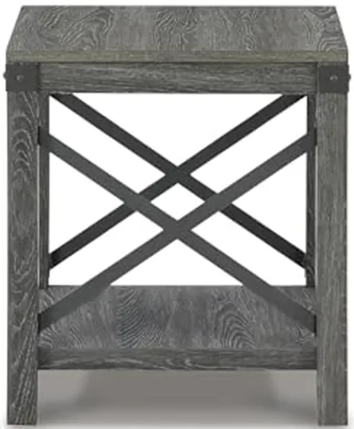 Signature Design by Ashley Freedan Rustic Farmhouse End Table, Gray