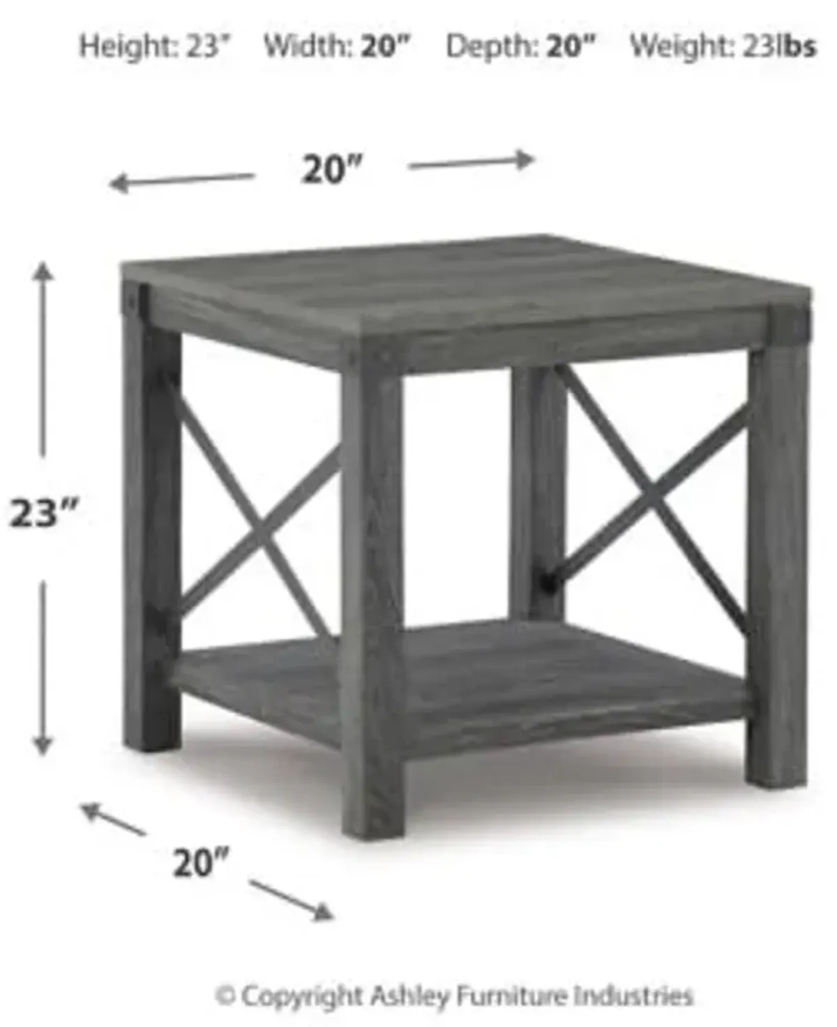 Signature Design by Ashley Freedan Rustic Farmhouse End Table, Gray