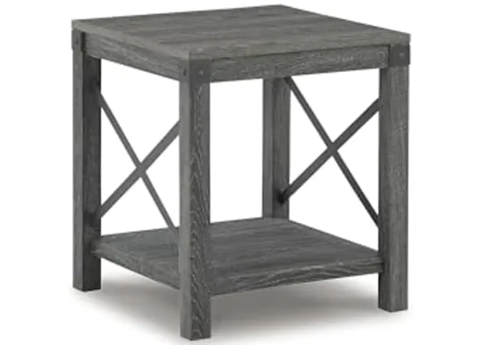 Signature Design by Ashley Freedan Rustic Farmhouse End Table, Gray