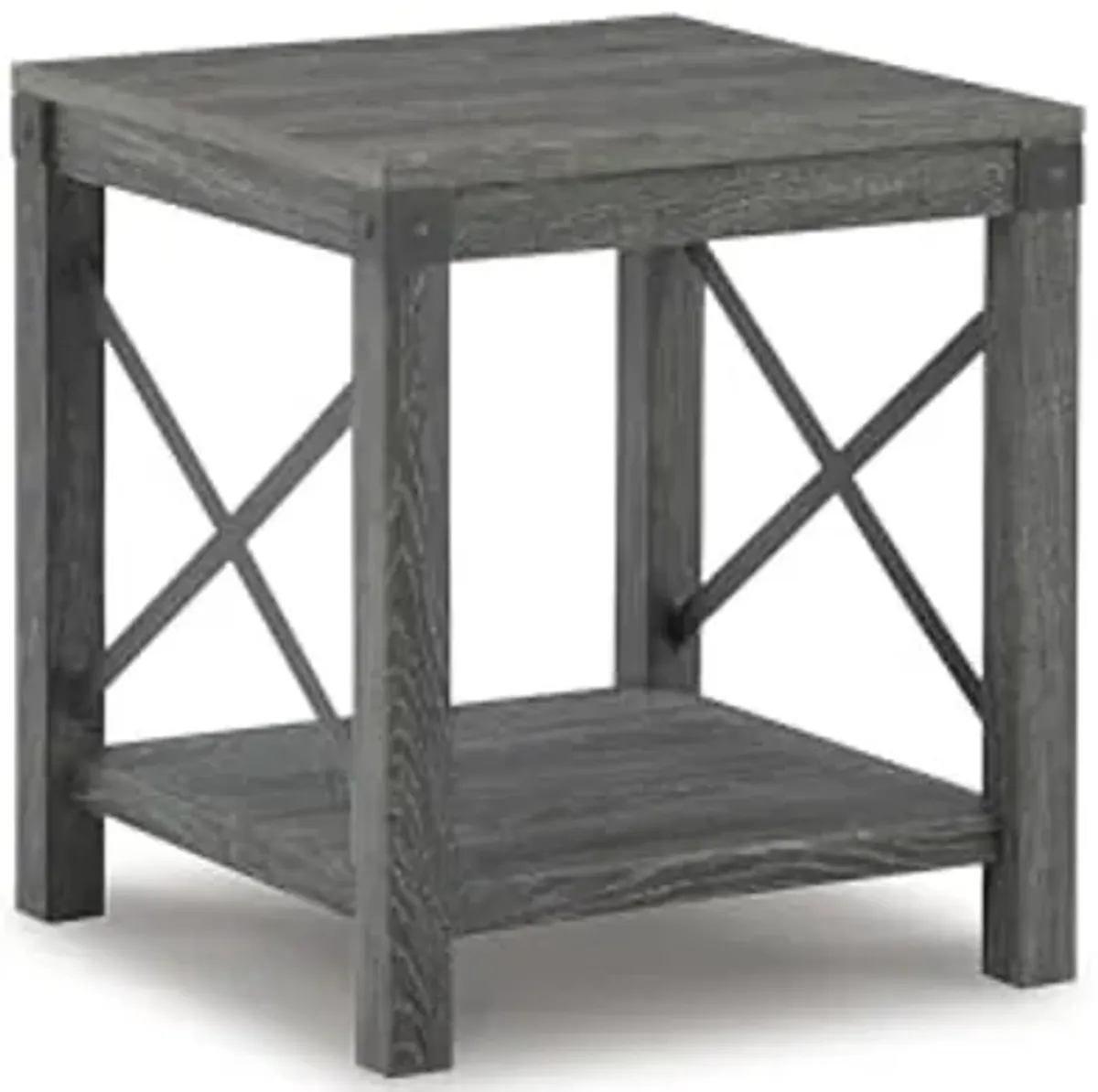 Signature Design by Ashley Freedan Rustic Farmhouse End Table, Gray