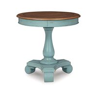 Signature Design by Ashley Mirimyn Farmhouse Round Accent Table, Teal & Brown