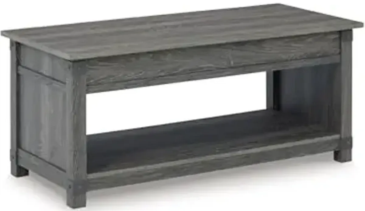 Signature Design by Ashley Freedan Rustic Farmhouse Lift Top Coffee Table, Gray