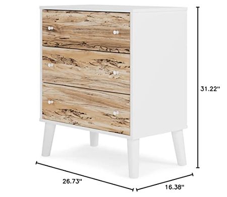 Signature Design by Ashley Piperton Modern Replicated Sugarberry 3 Drawer Chest of Drawers, White