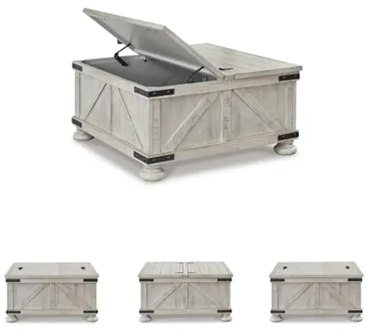 Signature Design by Ashley Carynhurst Casual Cocktail Table with Storage, Whitewash