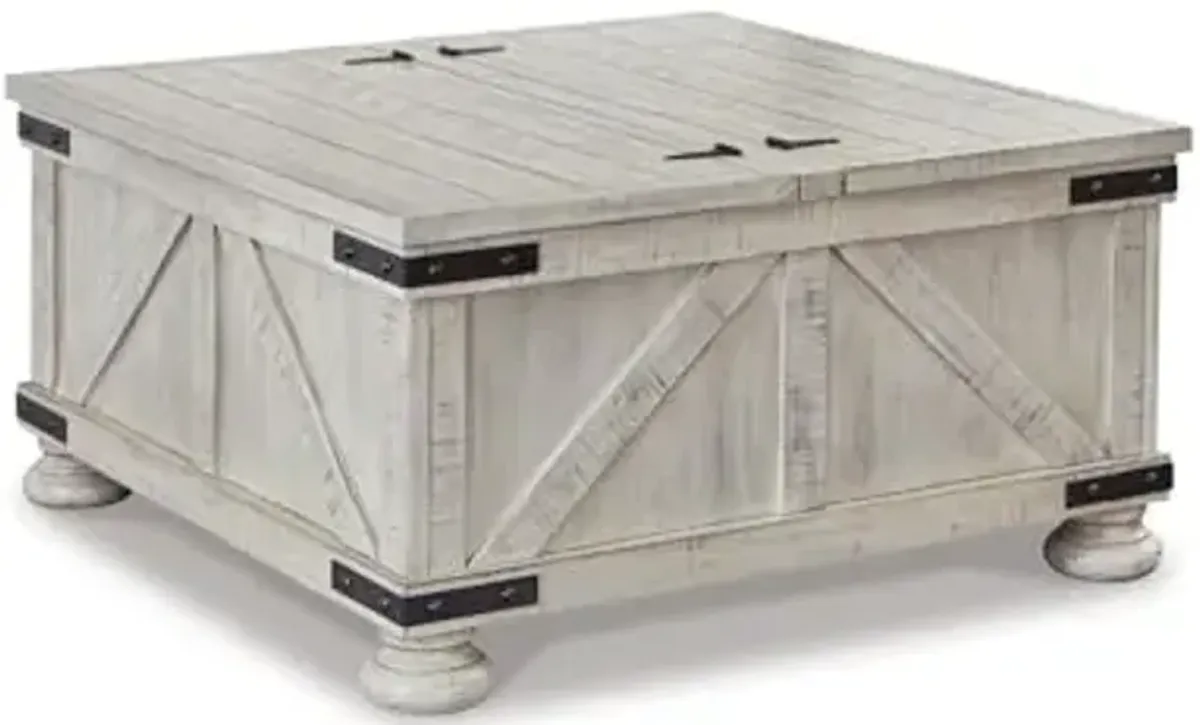 Signature Design by Ashley Carynhurst Casual Cocktail Table with Storage, Whitewash