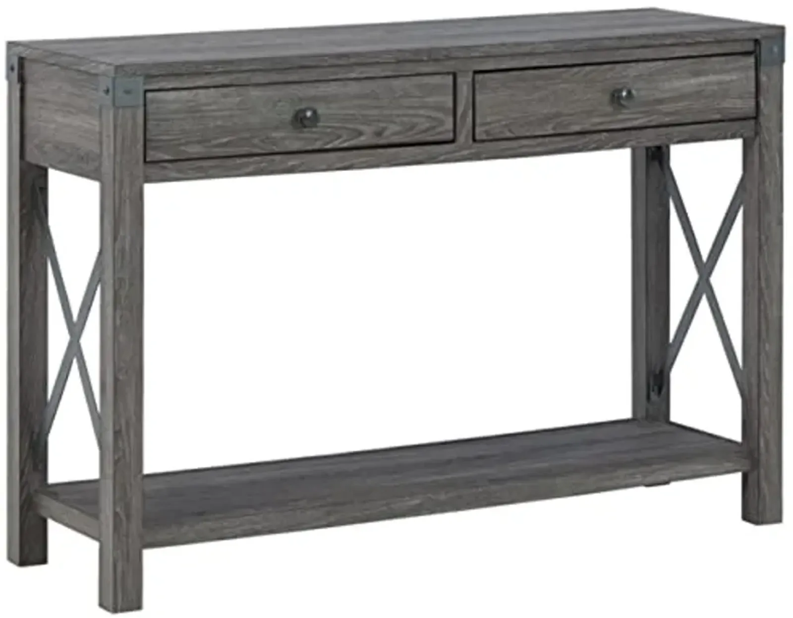 Signature Design by Ashley Freedan Rustic Farmhouse Console Sofa Table, Gray