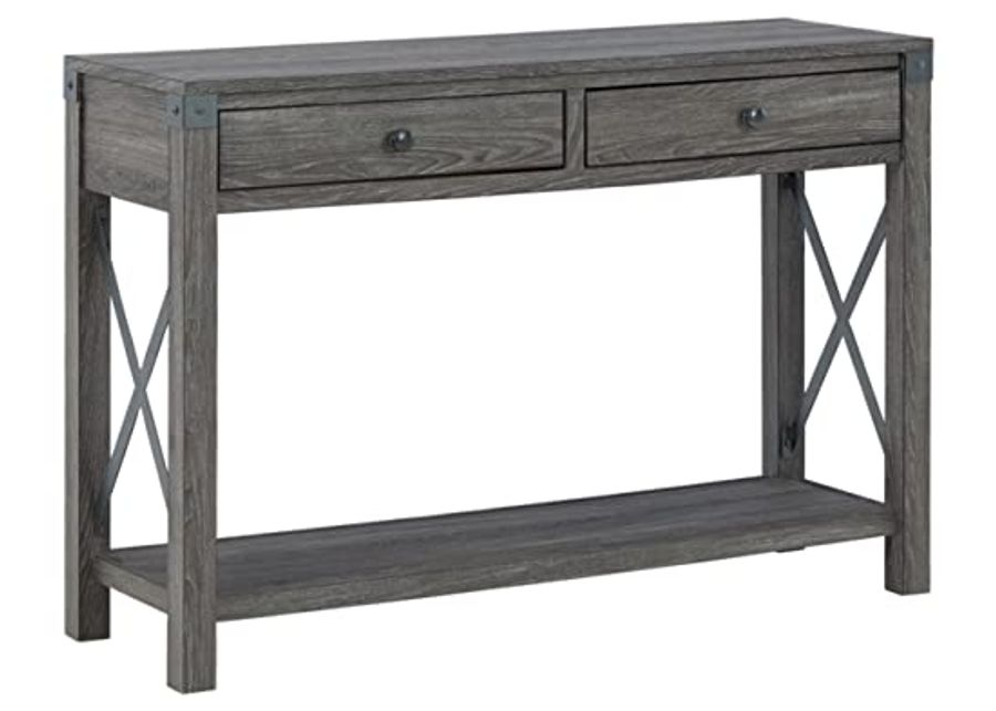 Signature Design by Ashley Freedan Rustic Farmhouse Console Sofa Table, Gray