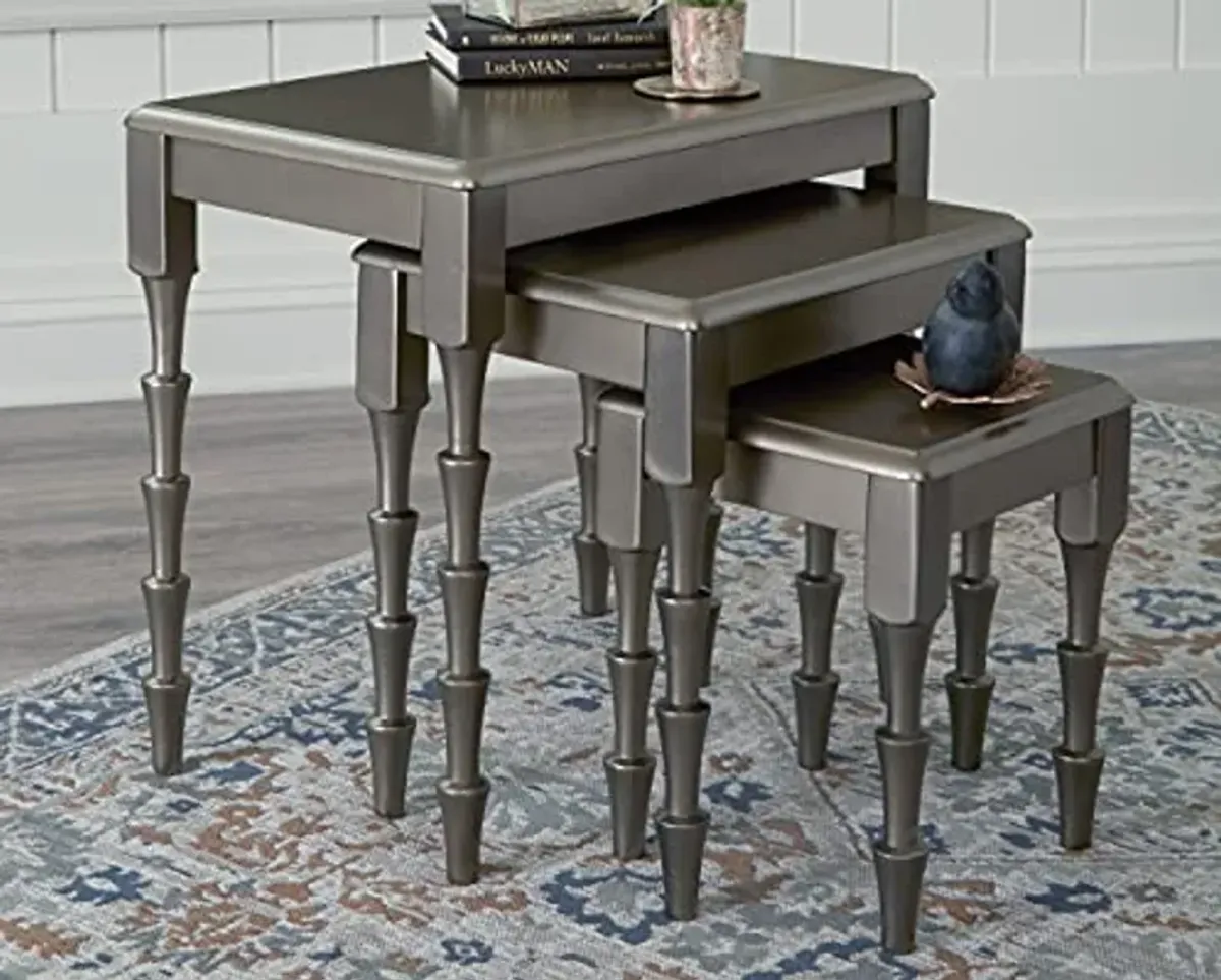 Signature Design by Ashley Larkendale Contemporary 3-Piece Nesting Table Set, Gray