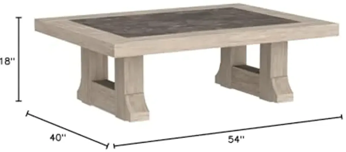 Signature Design by Ashley Hennington Rectangular Coffee Table, 54"W x 40"D x 18"H, Light Brown