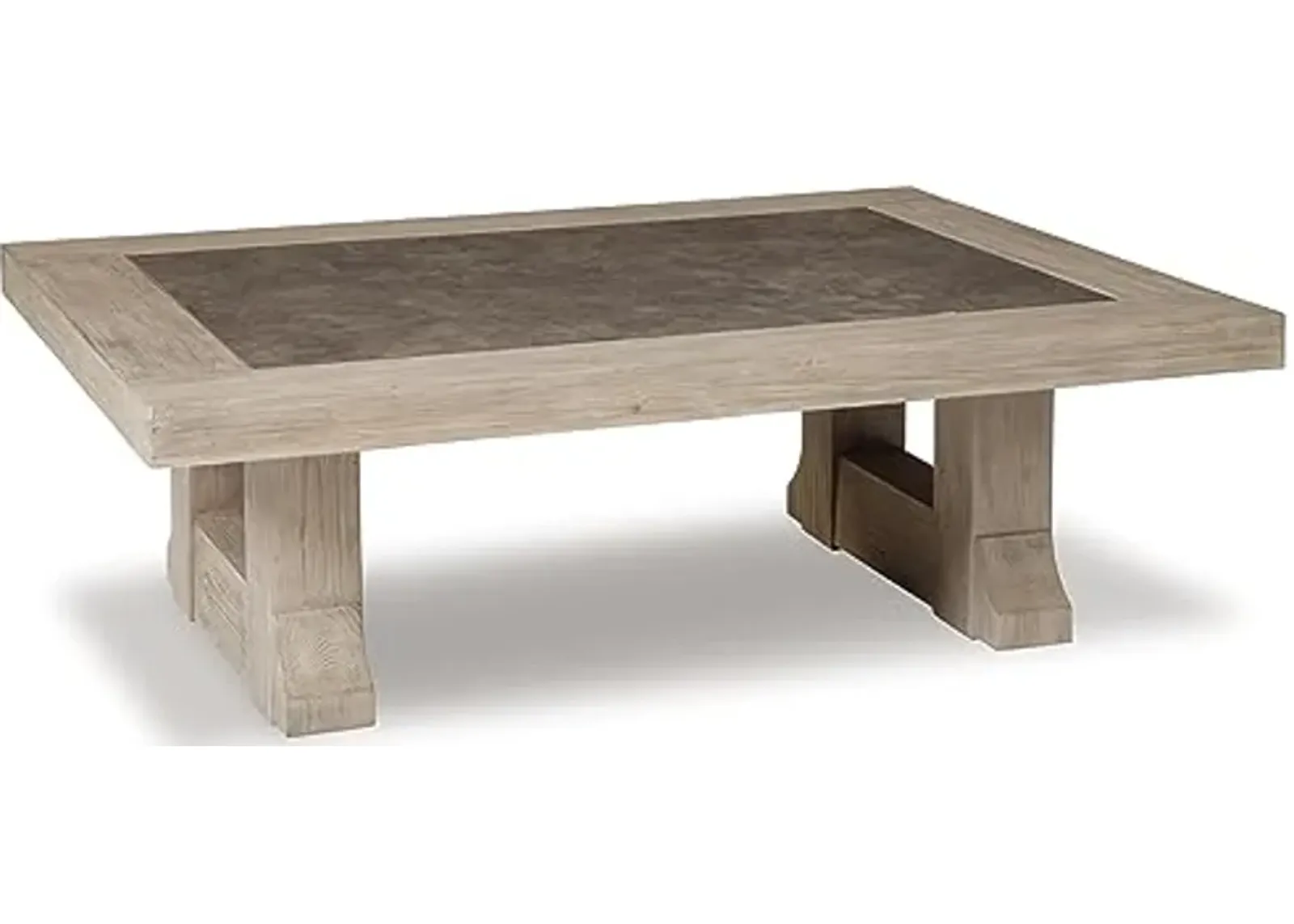 Signature Design by Ashley Hennington Rectangular Coffee Table, 54"W x 40"D x 18"H, Light Brown