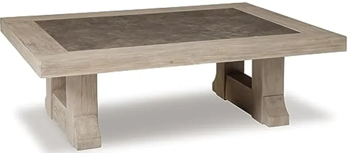 Signature Design by Ashley Hennington Rectangular Coffee Table, 54"W x 40"D x 18"H, Light Brown