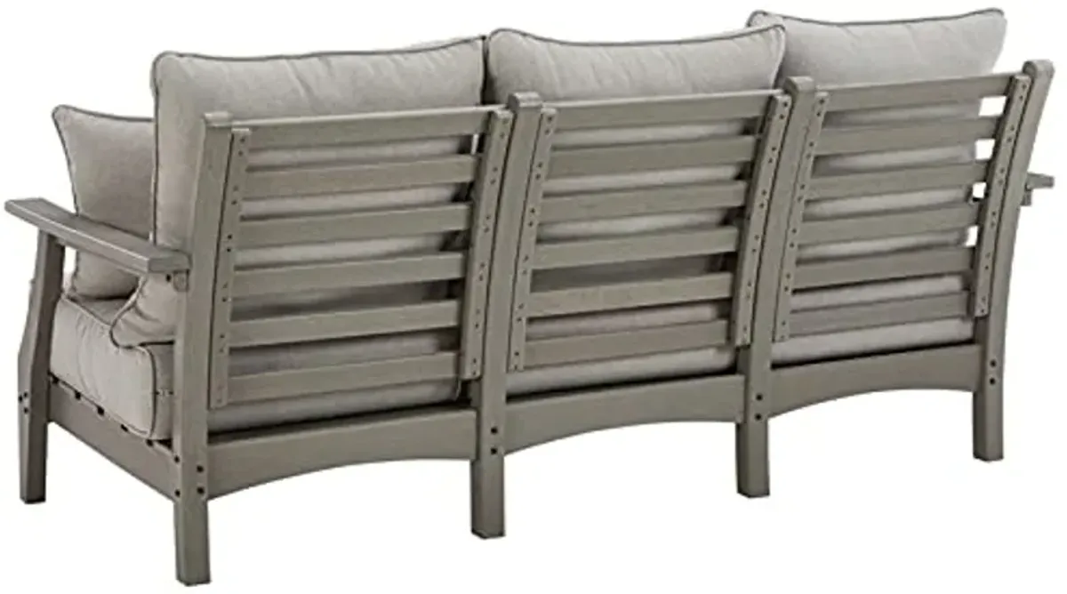 Signature Design by Ashley Visola Outdoor HDPE Patio Sofa with Cushion, Gray