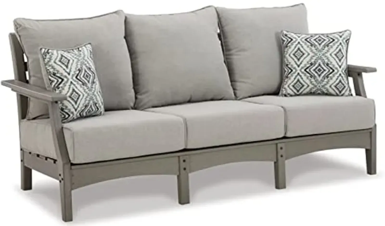 Signature Design by Ashley Visola Outdoor HDPE Patio Sofa with Cushion, Gray