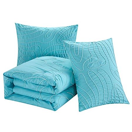 Heritage Kids Flowers and Waves Tufted Embroidery Kids 2 Piece Comforter Set, Twin/Twin XL,Turquoise