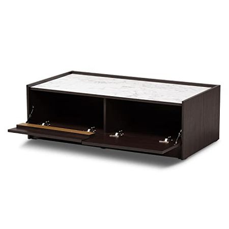 Baxton Studio Walker Dark Brown and Gold Finished Wood Coffee Table
