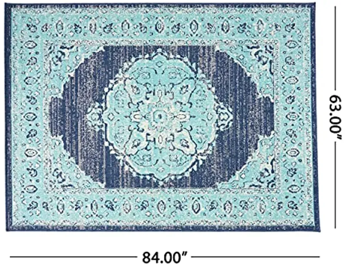 Christopher Knight Home Derudder Area Rug, 5'3" x 7', Blue + Ivory