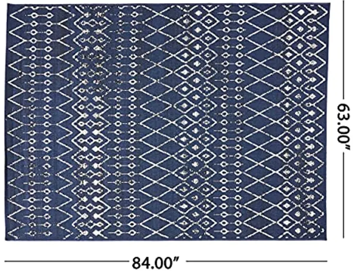 Christopher Knight Home Dorvall Area Rug, 5'3" x 7', Navy Blue + Ivory