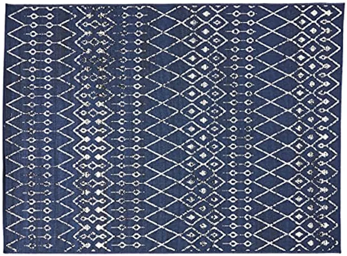 Christopher Knight Home Dorvall Area Rug, 5'3" x 7', Navy Blue + Ivory