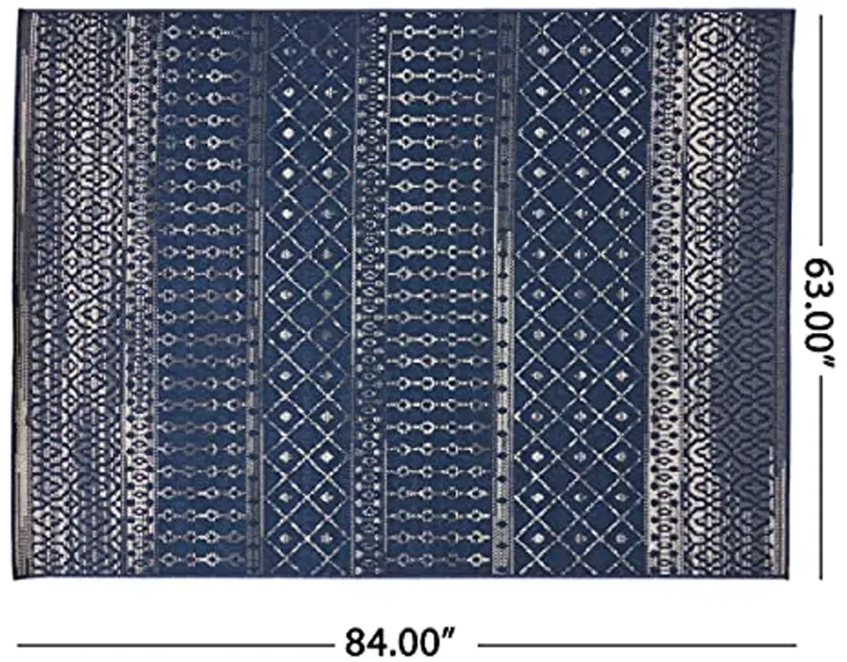 Christopher Knight Home Detlaf Area Rug, 5'3" x 7', Navy Blue + Ivory