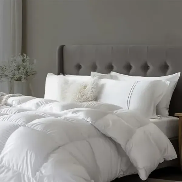 Beautyrest 300TC Sateen Cotton European White Down Comforter Twin Size - All Seasons Warmth 650 Fill Power Down Duvet Insert Made in USA Feather Comforter with Baffle Box and Corner Loops Design