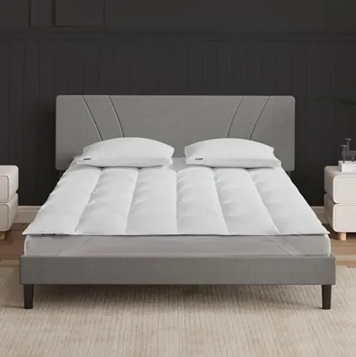 Beautyrest Premium White Down Mattress Topper with Elasticized Anchor Bands, 650 Fill Power