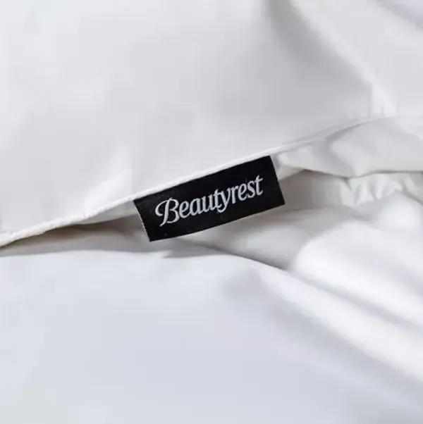 Beautyrest All Season White Down and Feather Comforter Twin Size -Medium Weight Down Duvet Insert Pure Cotton Cover with Corner Tabs