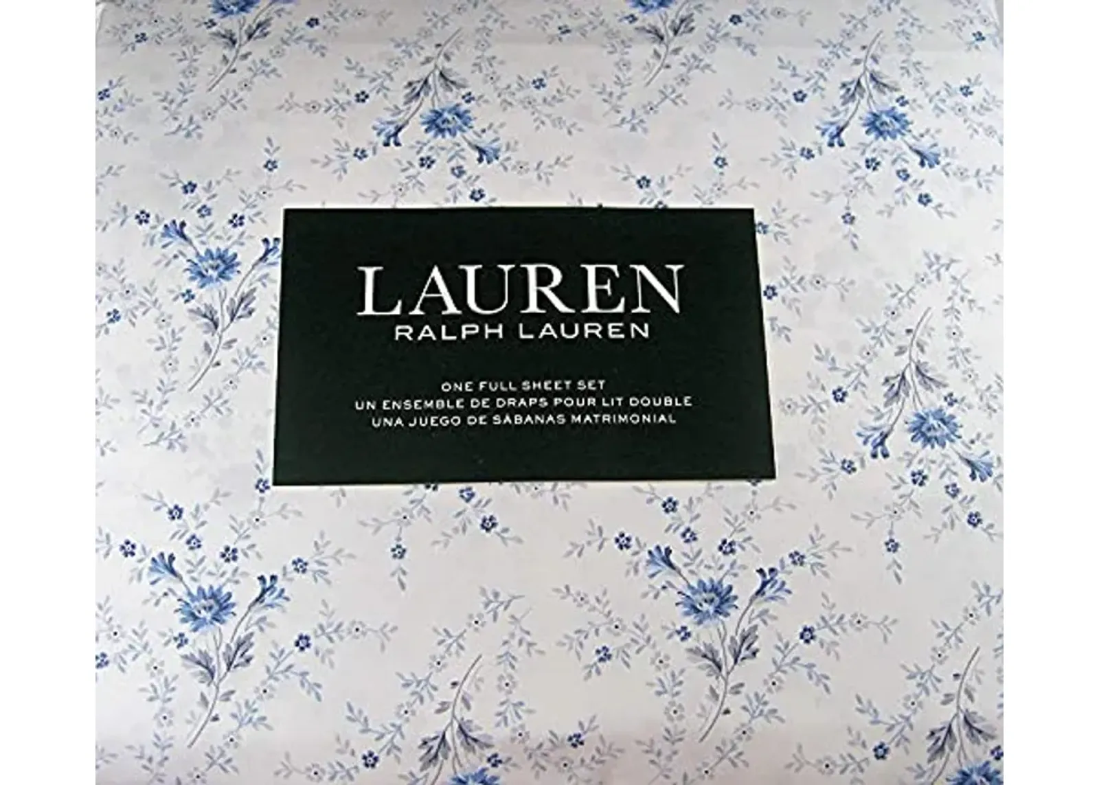 Lauren Ralph Lauren Full Size Cottage Floral Sheet Set Cotton Blue and White