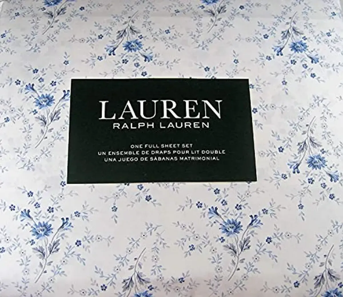 Lauren Ralph Lauren Full Size Cottage Floral Sheet Set Cotton Blue and White