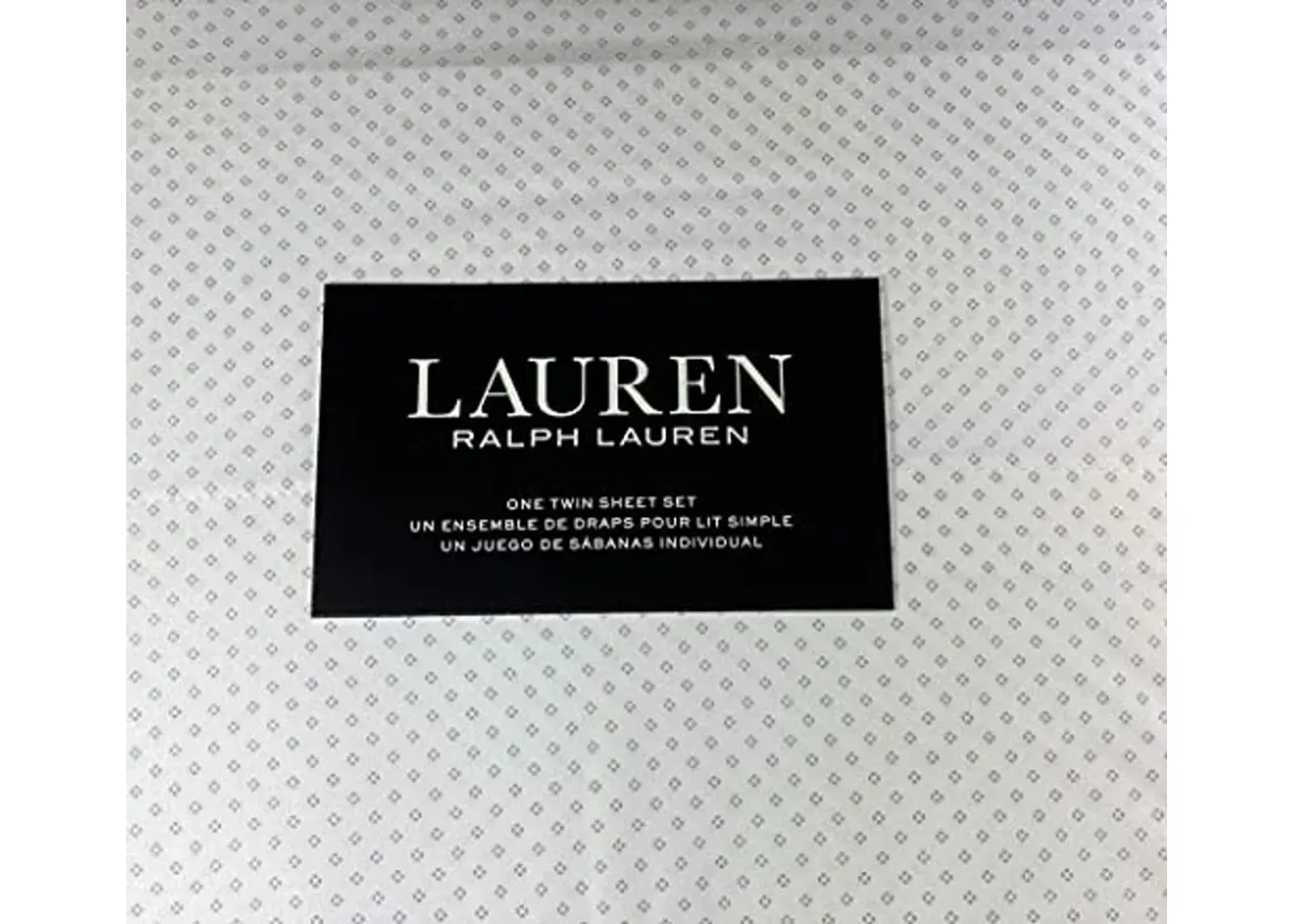 Lauren Twin Size Geometric Print Sheet Set Cotton Grey and White